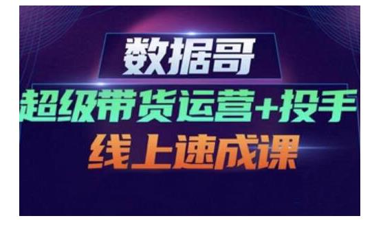 数据哥·超级带货运营 投手线上速成课，快速提升运营和熟悉学会投手技巧-久创网