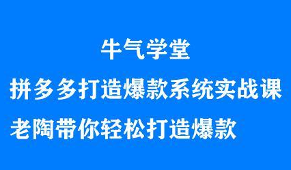 牛气学堂拼多多打造爆款系统实战课，老陶带你轻松打造爆款-久创网