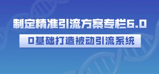 制定精准引流方案专栏6.0，0基础打造被动引流系统-久创网