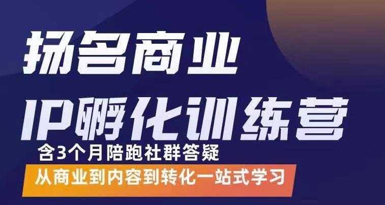 杨名商业IP孵化训练营，从商业到内容到转化一站式学 价值5980元-久创网