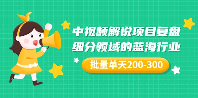 某付费文章：中视频解说项目复盘：细分领域的蓝海行业 批量单天200-300收益-久创网