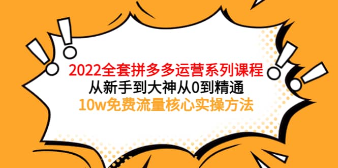 2022全套拼多多运营课程，从新手到大神从0到精通，10w免费流量核心实操方法-久创网