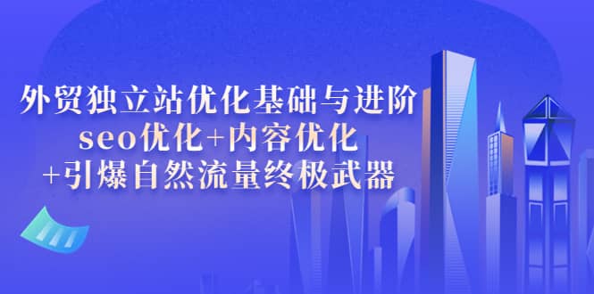 外贸独立站优化基础与进阶，seo优化 内容优化 引爆自然流量终极武器-久创网