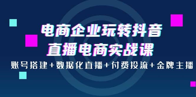 电商企业玩转抖音直播电商实战课：账号搭建 数据化直播 付费投流 金牌主播-久创网