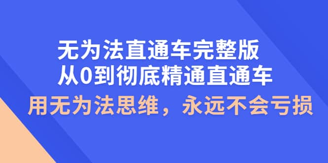 无为法直通车完整版：从0到彻底精通直通车，用无为法思维，永远不会亏损-久创网