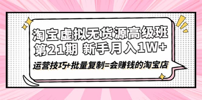 淘宝虚拟无货源高级班【第21期】运营技巧 批量复制=会赚钱的淘宝店-久创网