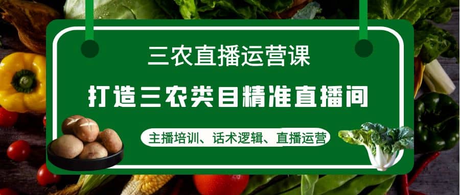 三农直播运营课：打造三农类目精准直播间，主播培训、话术逻辑、直播运营-久创网