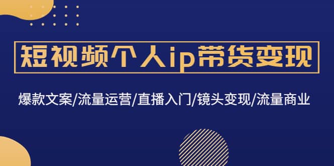 短视频个人ip带货变现：爆款文案/流量运营/直播入门/镜头变现/流量商业-久创网