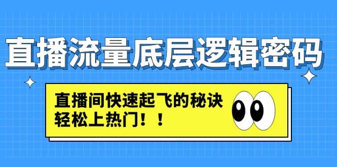 直播流量底层逻辑密码：直播间快速起飞的秘诀，轻松上热门-久创网