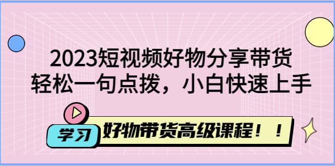 2023短视频好物分享带货，好物带货高级课程，轻松一句点拨，小白快速上手-久创网