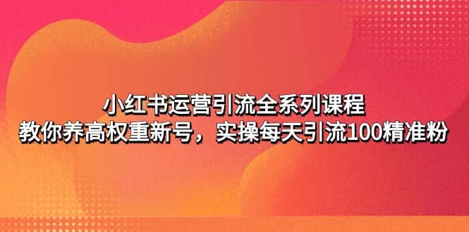 小红书运营引流全系列课程：教你养高权重新号-久创网