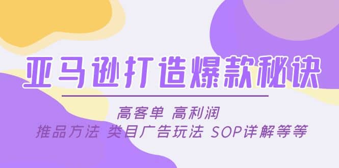 亚马逊打造爆款秘诀：高客单 高利润 推品方法 类目广告玩法 SOP详解等等-久创网