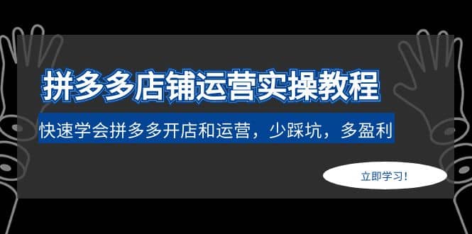 拼多多店铺运营实操教程：快速学会拼多多开店和运营，少踩坑，多盈利-久创网