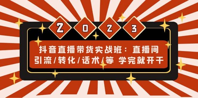 抖音直播带货实战班：直播间引流/转化/话术/等 学完就开干(无水印)-久创网