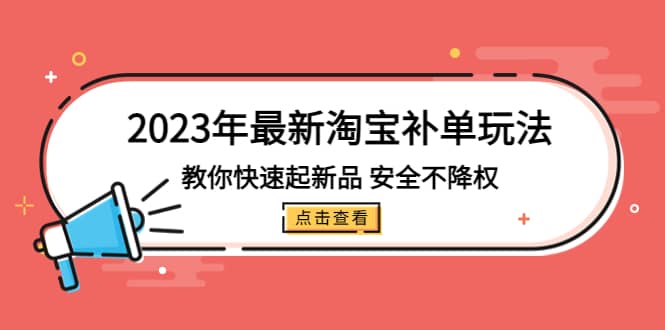 2023年最新淘宝补单玩法，教你快速起·新品，安全·不降权（18课时）-久创网