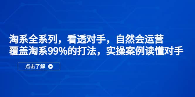 淘系全系列，看透对手，自然会运营，覆盖淘系99%·打法，实操案例读懂对手-久创网