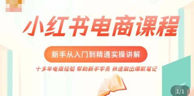 小红书电商新手入门到精通实操课，从入门到精通做爆款笔记，开店运营-久创网