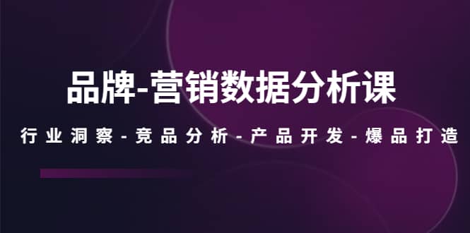 品牌-营销数据分析课，行业洞察-竞品分析-产品开发-爆品打造-久创网