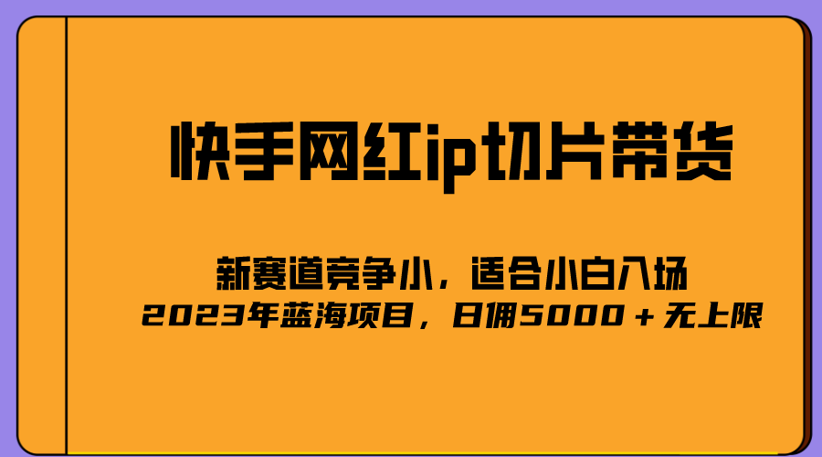 2023爆火的快手网红IP切片，号称日佣5000＋的蓝海项目，二驴的独家授权-久创网