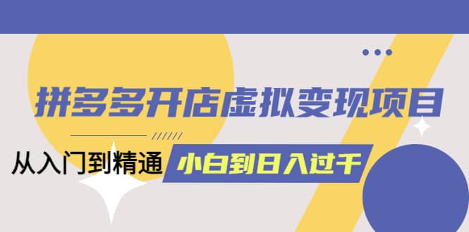 拼多多开店虚拟变现项目：入门到精通 从小白到日入1000（完整版）4月10更新-久创网