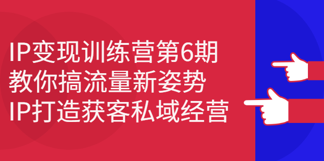 IP变现训练营第6期：教你搞流量新姿势，IP打造获客私域经营-久创网