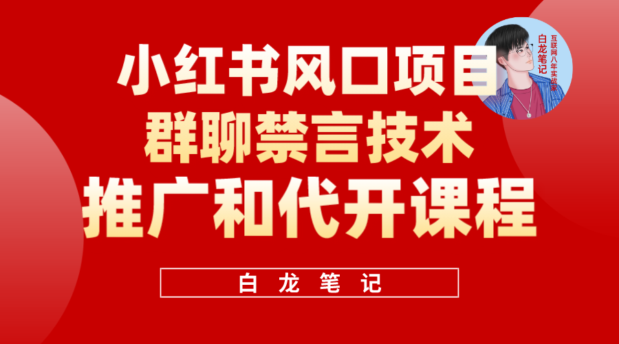 小红书风口项目日入300 ，小红书群聊禁言技术代开项目，适合新手操作-久创网