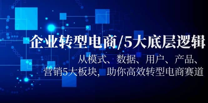 企业转型电商/5大底层逻辑，从模式 数据 用户 产品 营销5大板块，高效转型-久创网