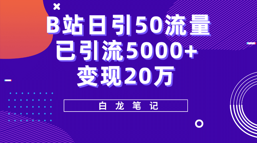 B站日引50 流量，实战已引流5000 变现20万，超级实操课程-久创网