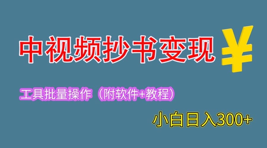 2023中视频抄书变现（附工具 教程），一天300 ，特别适合新手操作的副业-久创网