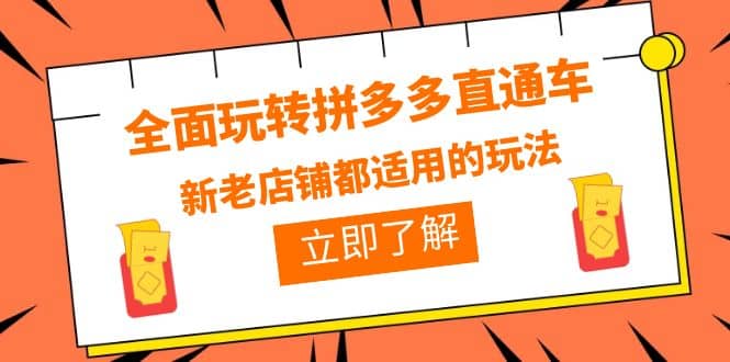 全面玩转拼多多直通车，新老店铺都适用的玩法（12节精华课）-久创网