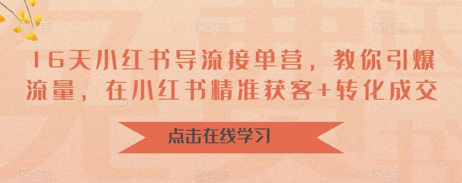 16天-小红书 导流接单营，教你引爆流量，在小红书精准获客 转化成交-久创网