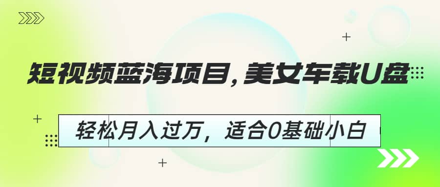 短视频蓝海项目，美女车载U盘，轻松月入过万，适合0基础小白-久创网