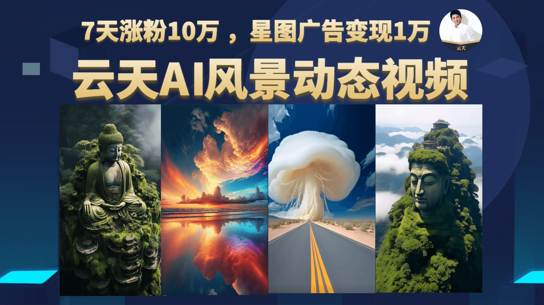 云天AI风景动图视频制作，7天涨粉10万 ，星图广告变现1万-久创网