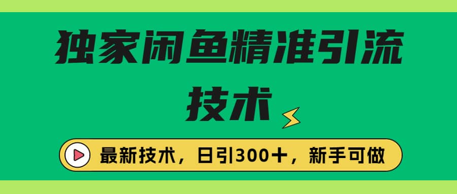 独家闲鱼引流技术，日引300＋实战玩法-久创网