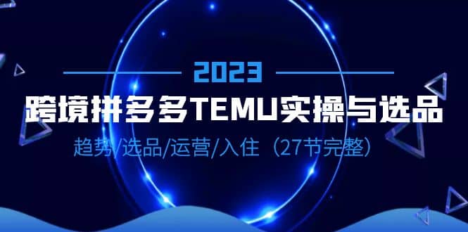 2023跨境·拼多多·TEMU实操与选品，趋势·选品·运营·入住（27节完整）-久创网