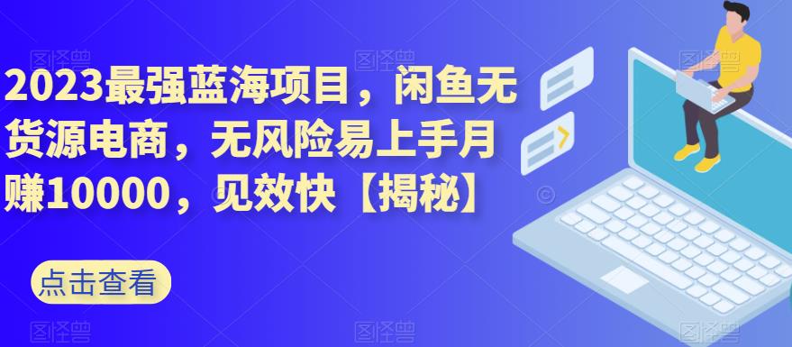 2023最强蓝海项目，闲鱼无货源电商，无风险易上手月赚10000，见效快【揭秘】-久创网