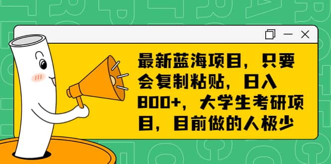 最新蓝海项目，只要会复制粘贴，日入800 ，大学生考研项目，目前做的人极少-久创网