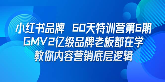 小红书品牌 60天特训营第6期 GMV2亿级品牌老板都在学 教你内容营销底层逻辑-久创网