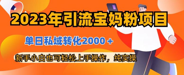 2023年引流宝妈粉项目，单日私域转化2000＋，新手小白也可轻松上手操作，纯实操-久创网