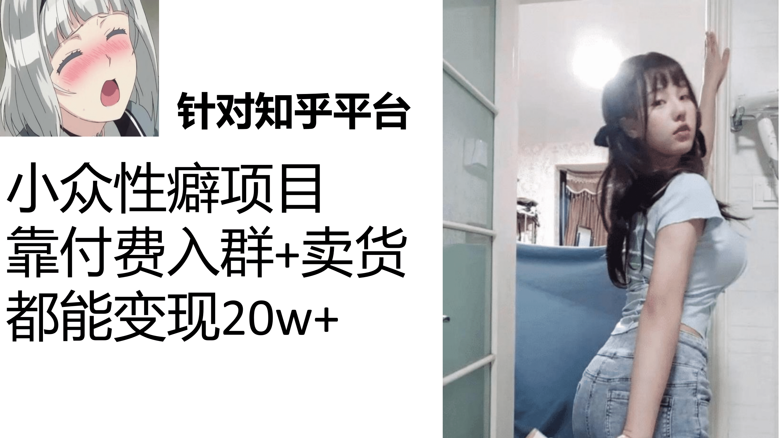 知乎小众性癖项目，Lsp的钱才是最好赚的，付费建群 卖货变现20w-久创网