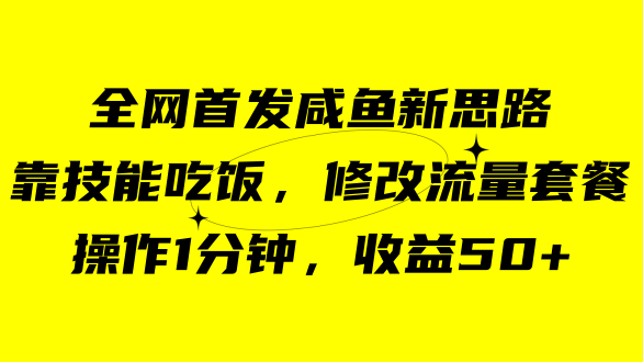 咸鱼冷门新玩法，靠“技能吃饭”，修改流量套餐，操作1分钟，收益50-久创网