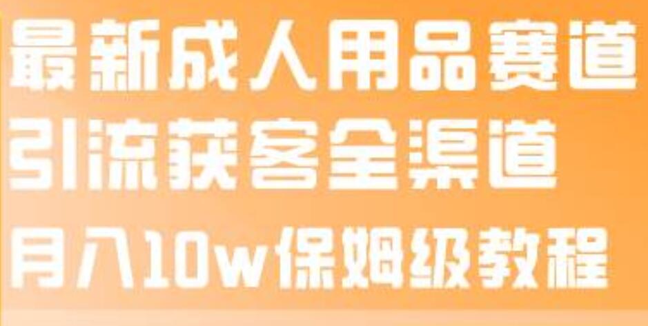 最新成人用品赛道引流获客全渠道，月入10w保姆级教程-久创网