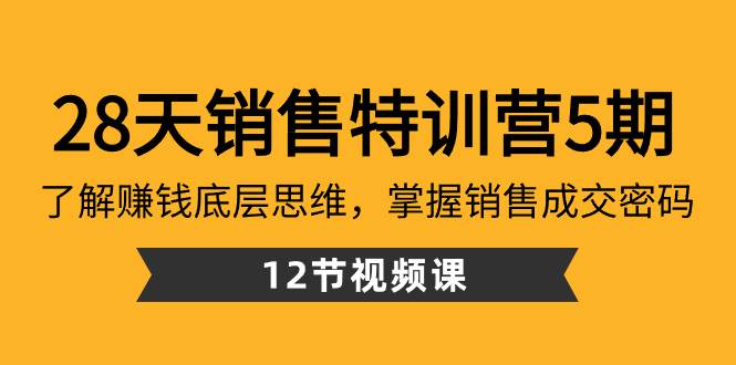 28天·销售特训营5期：了解赚钱底层思维，掌握销售成交密码（12节课）-久创网