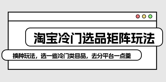 淘宝冷门选品矩阵玩法：换种玩法，选一些冷门类目品，去分平台一点羹-久创网