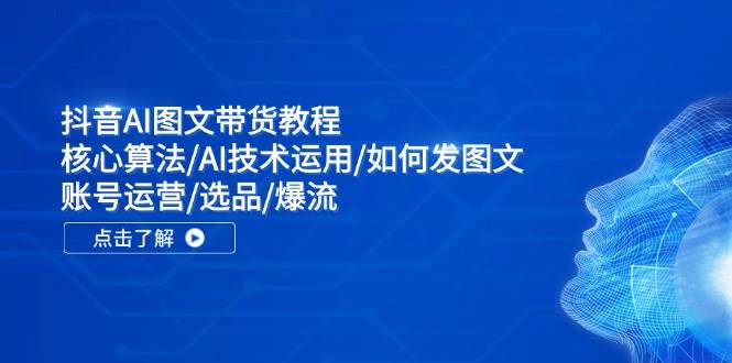 抖音AI图文带货教程：核心算法/AI技术运用/如何发图文/账号运营/选品/爆流-久创网