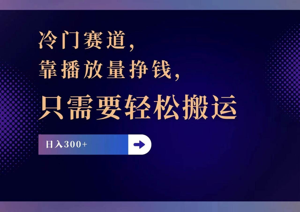 冷门赛道，靠播放量挣钱，只需要轻松搬运，日赚300+-久创网