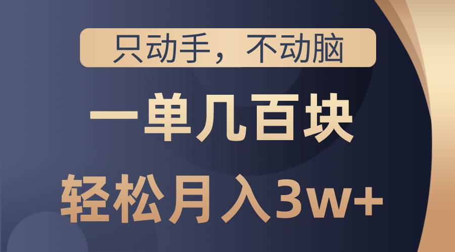 只动手不动脑，一单几百块，轻松月入3w+，看完就能直接操作，详细教程-久创网