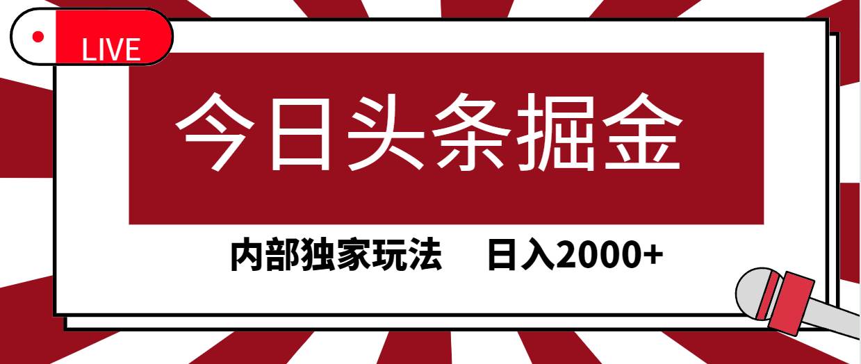 今日头条掘金，30秒一篇文章，内部独家玩法，日入2000+-久创网