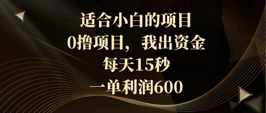 适合小白的项目，0撸项目，我出资金，每天15秒，一单利润600-久创网