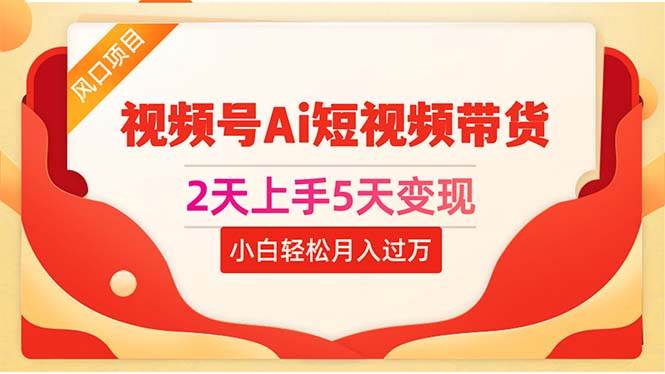 2天上手5天变现视频号Ai短视频带货0粉丝0基础小白轻松月入过万-久创网